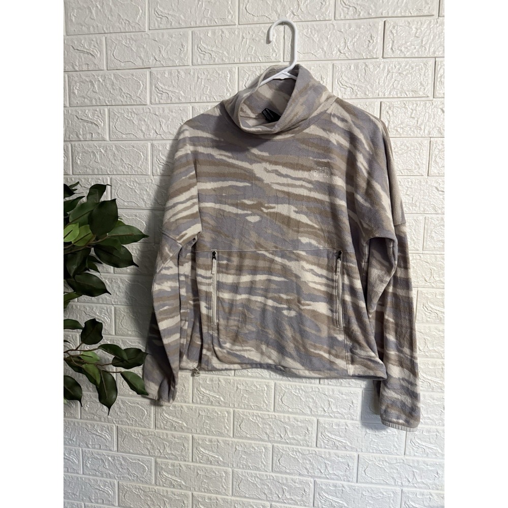 The North Face Women Fleece Pullover Multicolor Camo Size S Logo Sweatshirt